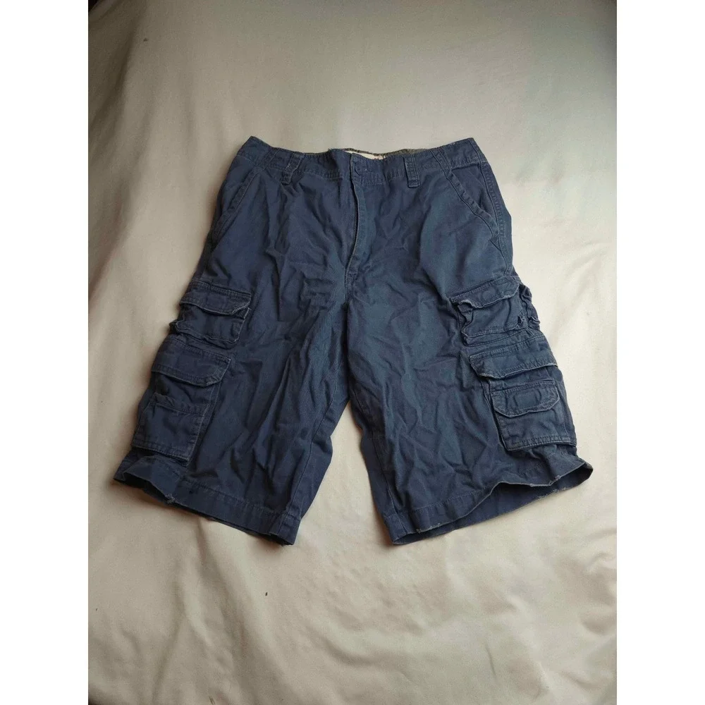Plugg Mens Navy Blue Cargo Shorts Size 29 Cotton Utility Multi Pocket Skater
